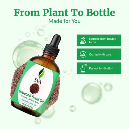 SVA Broccoli Seed Oil 4oz – Cold-Pressed Carrier Oil for Face, Skin & Hair