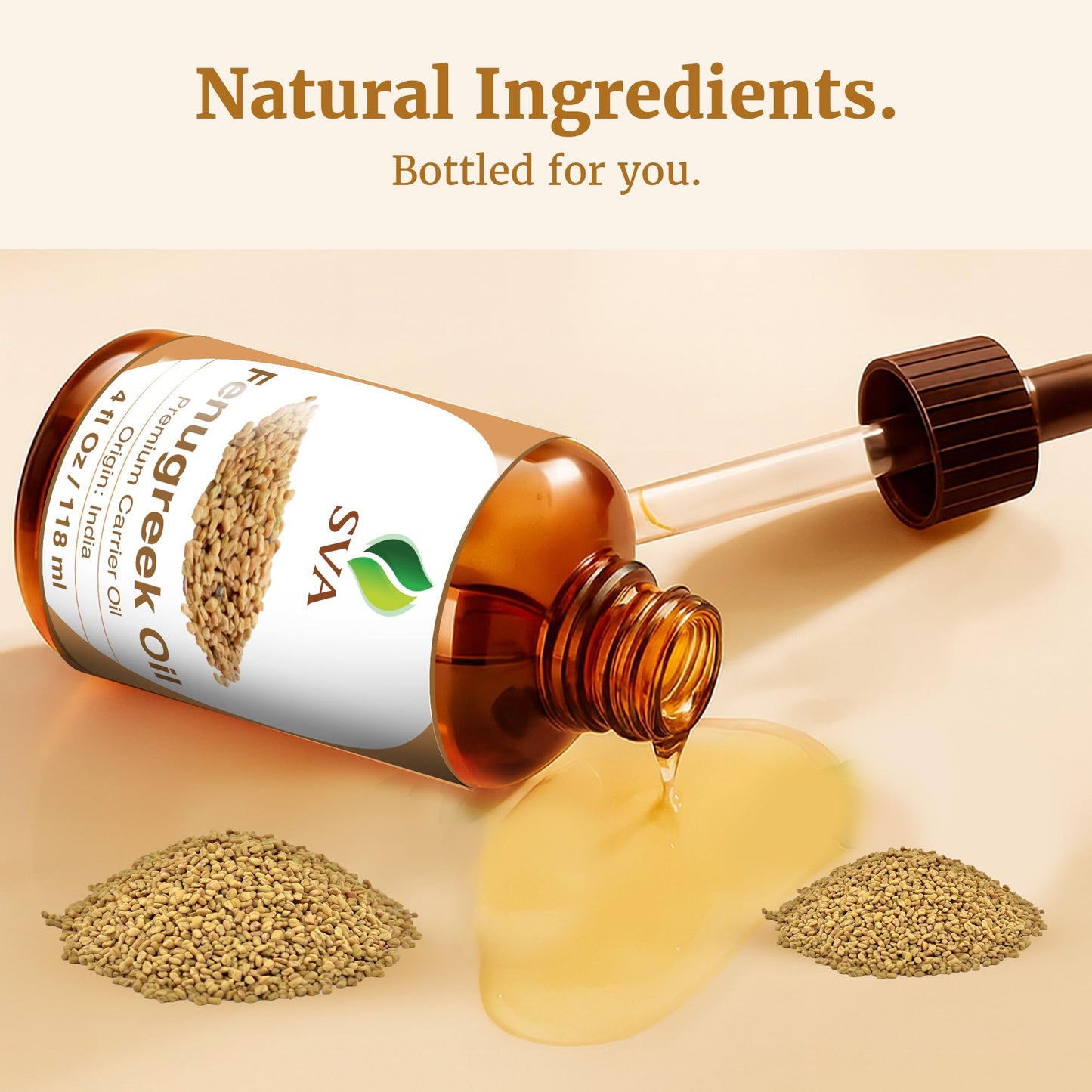 SVA Fenugreek Oil 4oz (118ml) – Premium Carrier Oil for Hair, Scalp & Skin Care (Dropper)