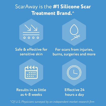 ScarAway Advanced Silicone Scar Sheets – 8 Tan Reusable Strips (1.5 x 3)