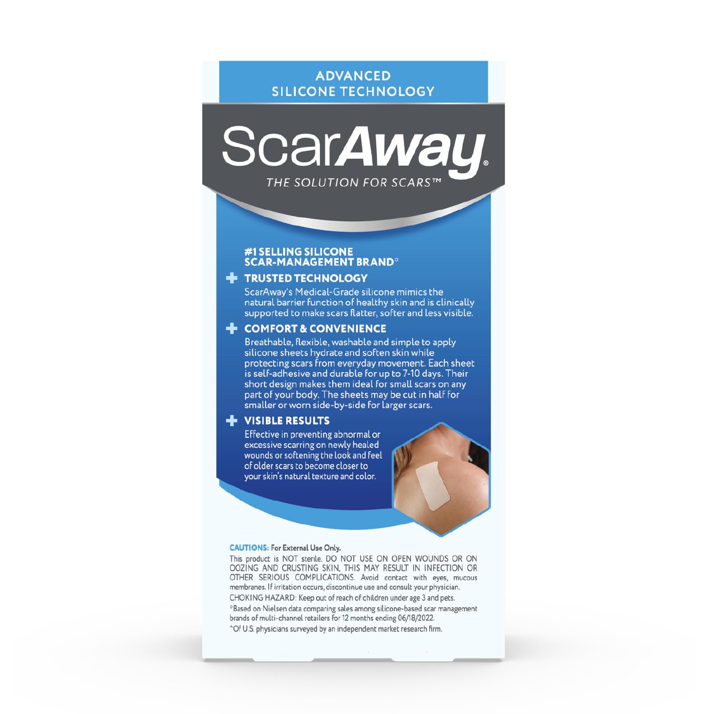 ScarAway Advanced Silicone Scar Sheets – 8 Tan Reusable Strips (1.5 x 3)