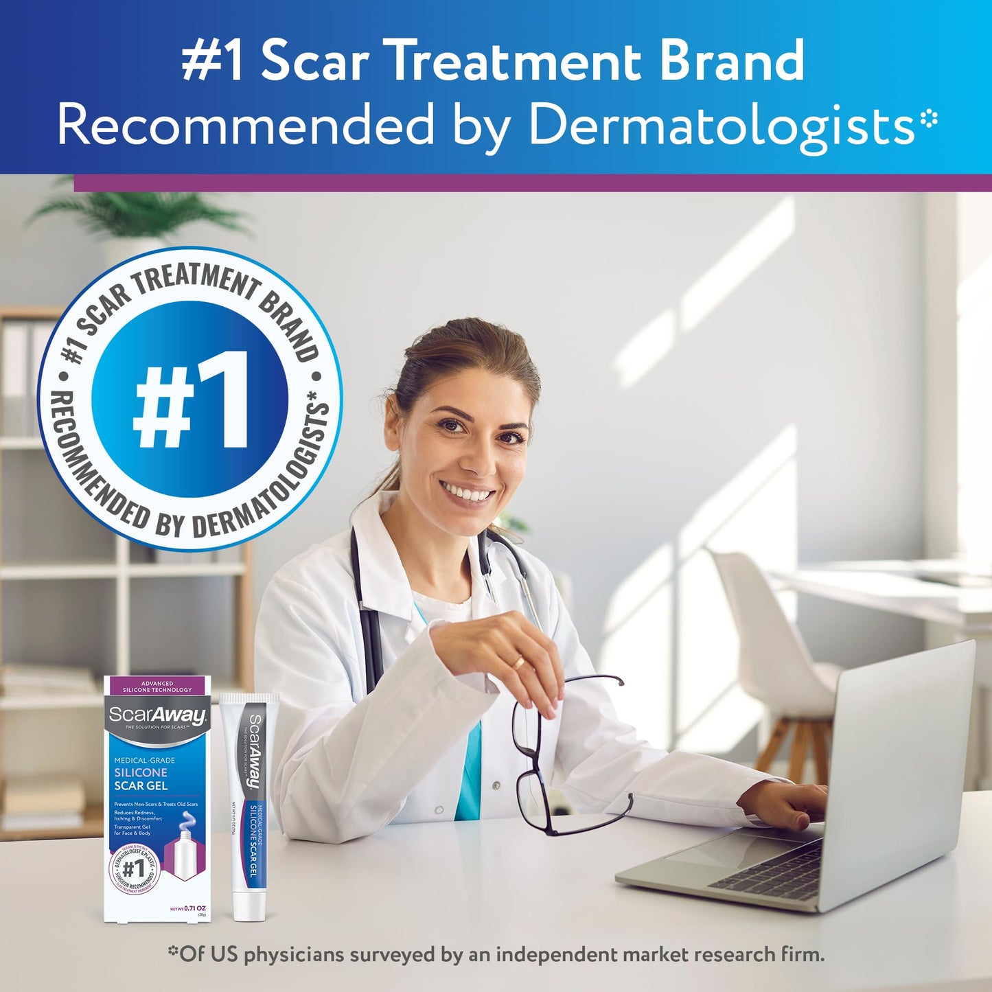 ScarAway Silicone Scar Gel - Improve Scar Size, Color & Texture | Water-Resistant 20g