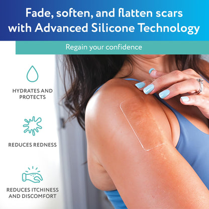 ScarAway Advanced Clear Silicone Scar Sheets (10 Count) – Medical-Grade Silicone Strips for Surgical, Burn, and Hypertrophic Scars