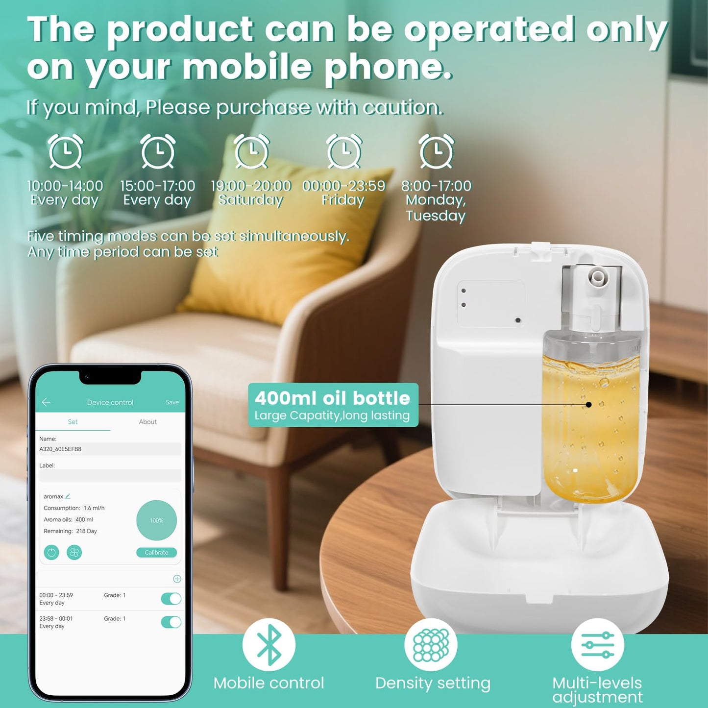 2025 Upgraded Bluetooth Scent Air Machine – 2000 Sq Ft, 400ML Capacity