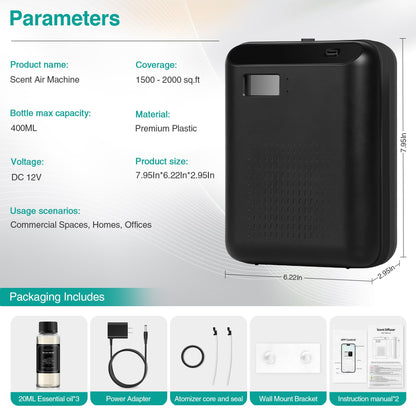 Scent Air Machine Starter Kit – Waterless Diffuser, 2000 sq ft Coverage, WiFi/Bluetooth