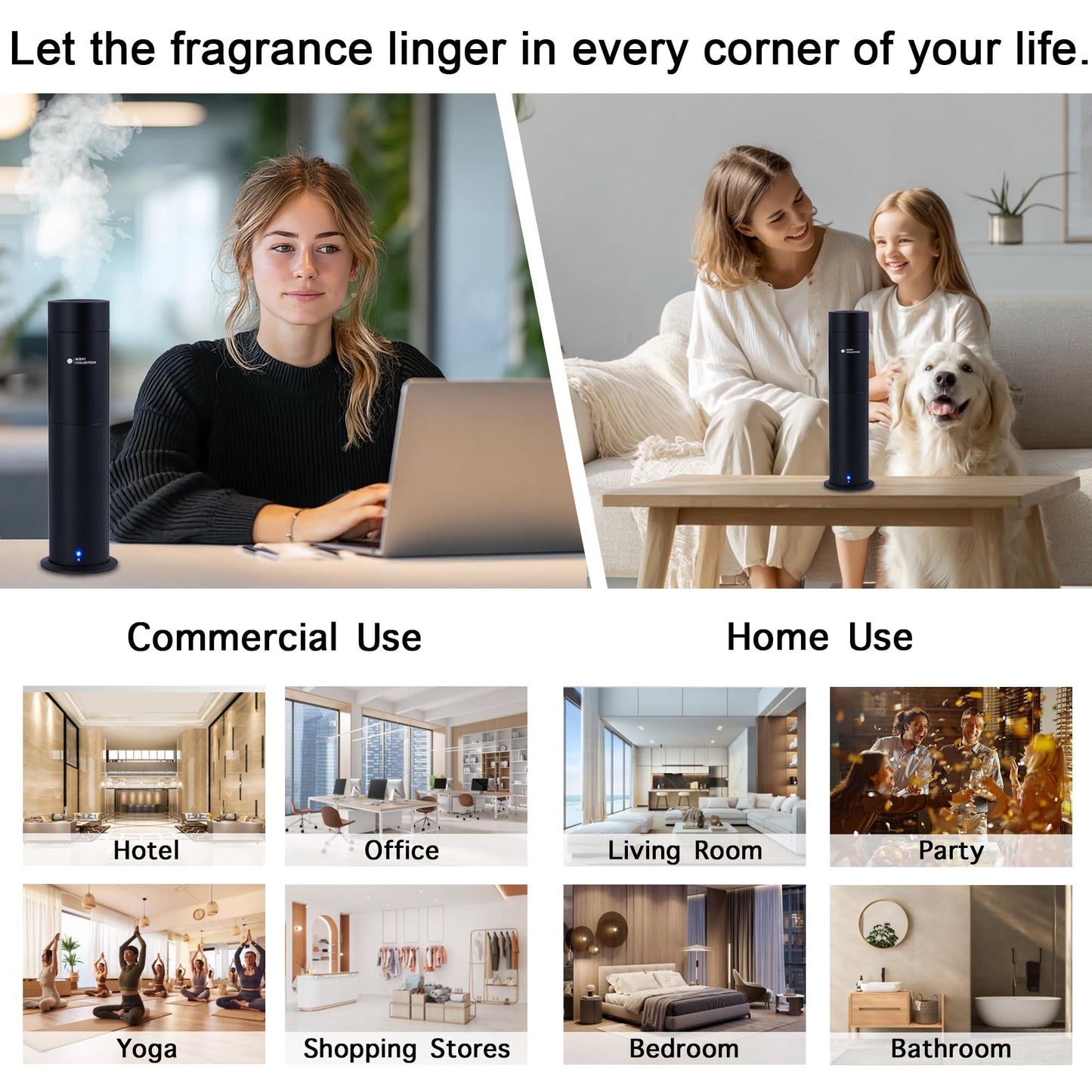 Hotel Waterless Scent Diffuser – Scent Collection, 6 Hotel Scents, Nebulizing, Open System, 700 Sq Ft