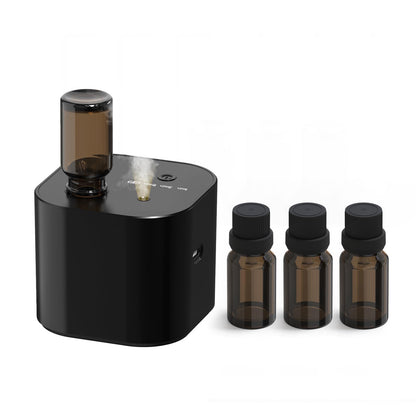 Scent Diffuser – Battery-Operated Waterless Essential Oil Diffuser, Mini Portable, 3 Mist Modes, 400 sq ft, Black