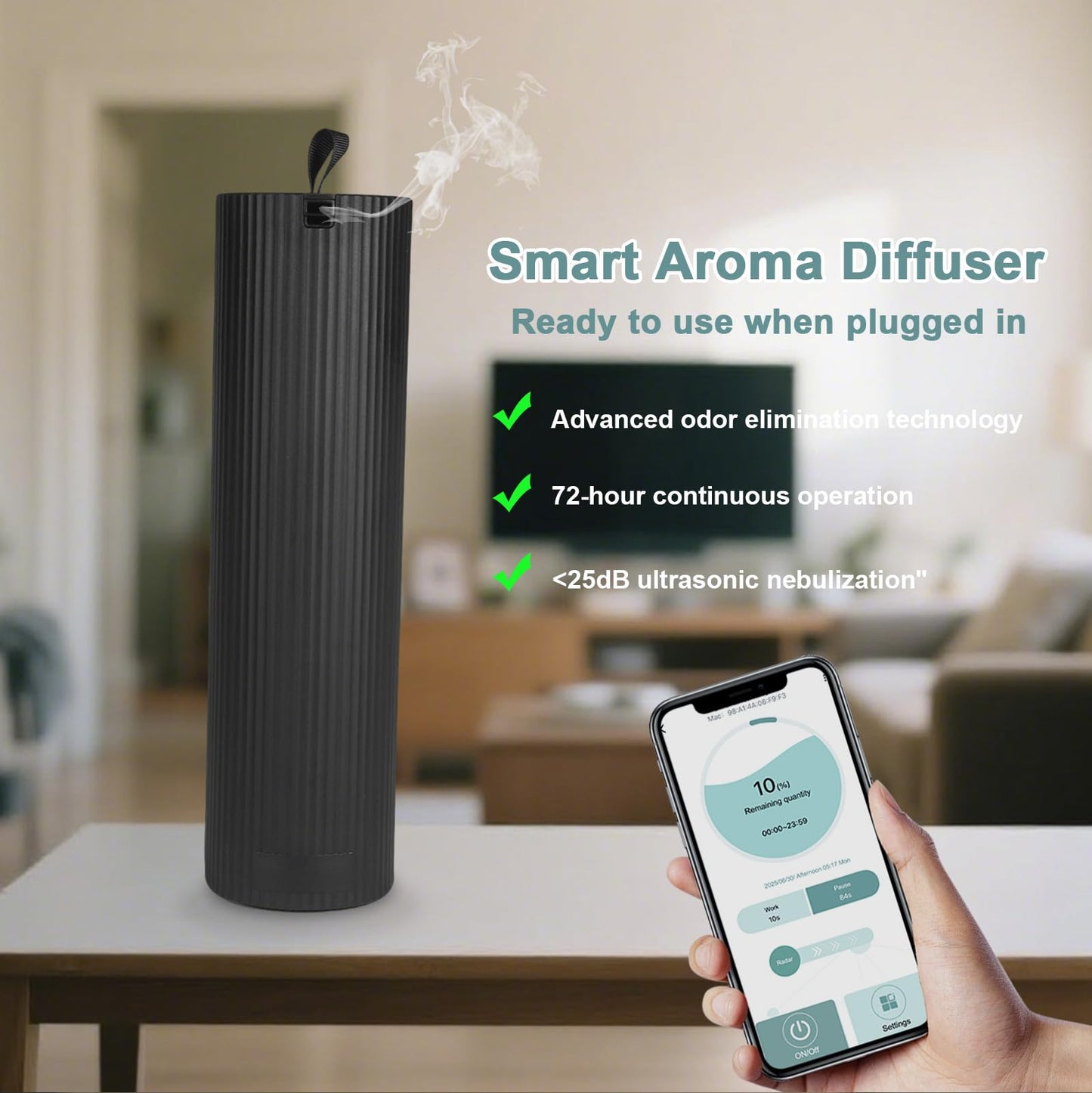 Scent Diffuser Starter Kit - Waterless Aroma Diffuser for 3,200 sq ft Coverage | App-Controlled