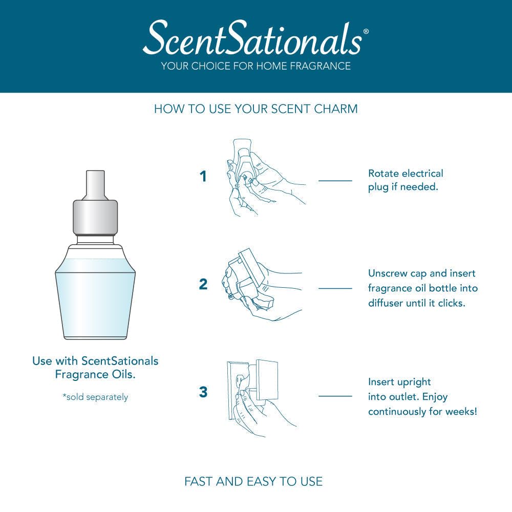 ScentSationals Scent Charm Plug-in Essential Oil Diffuser – Concord | Wall Plug Diffuser for Living Room or Bedroom