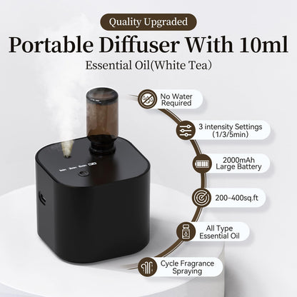 Waterless Scent Diffuser – 3 Mist Modes, Cordless & Ultra Quiet for 200 sq ft