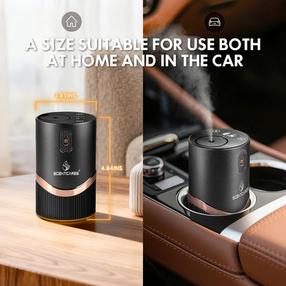 Scentcares Waterless Diffuser — Sentiment Diffuser with Cold-Air Diffusion, 2 Modes, 4 Timers, Rechargeable (Black)