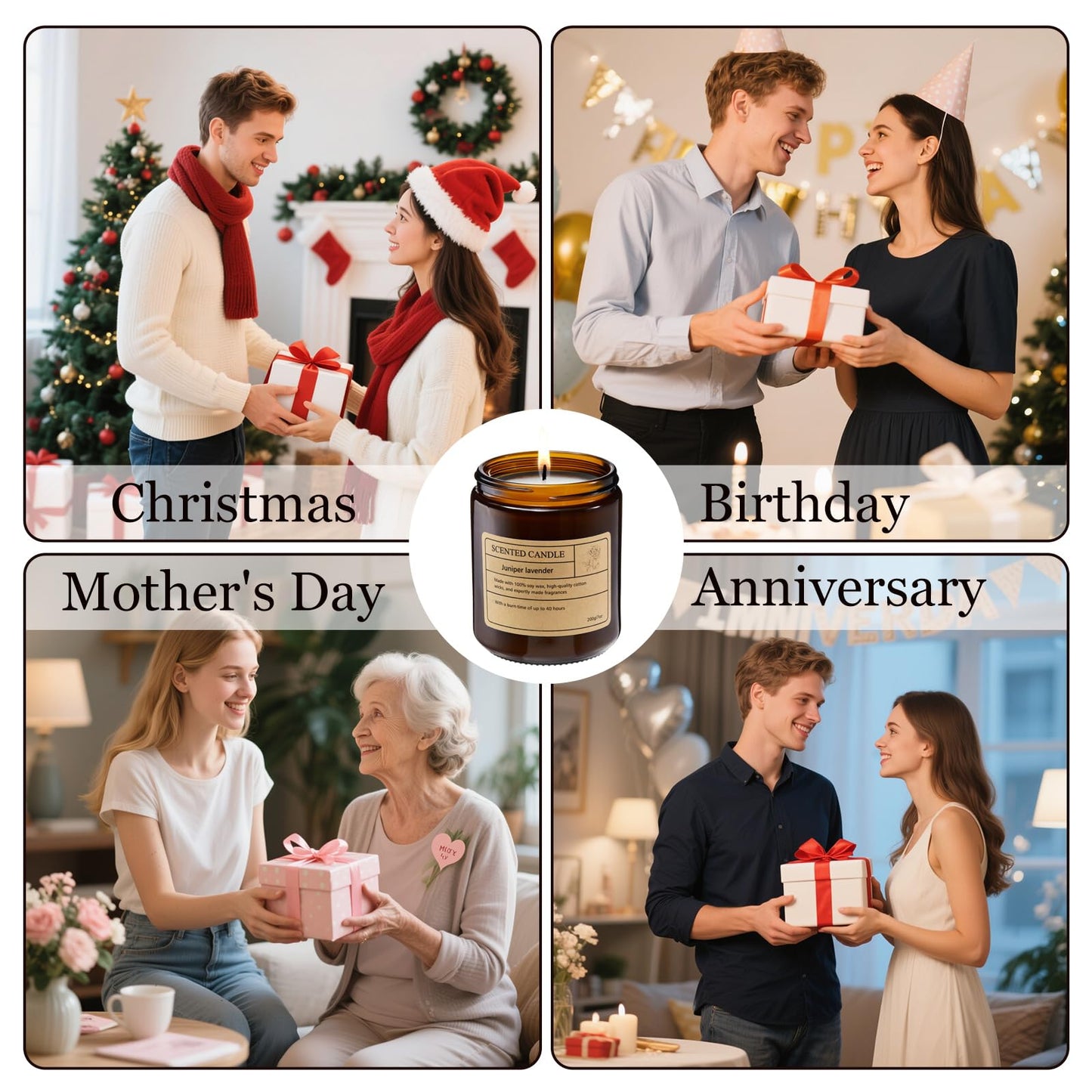 100% Natural Soy Scented Candles – Random Scent, 8 Fragrances, 40-Hour Burn Time | Giftable This Holiday