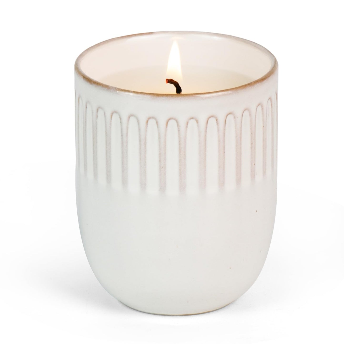 9oz White Soy Scented Candle – Lavender Aromatherapy Jar, Ceramic Cup 7 (Non-Toxic Gift)