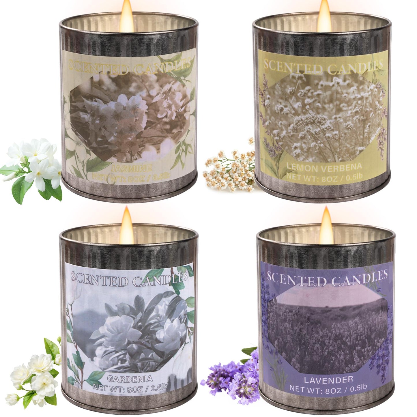 Scented Candle Gift Set 4-Pack 32oz Soy Wax with 200-Hour Burn Time | Home Decor & Gift