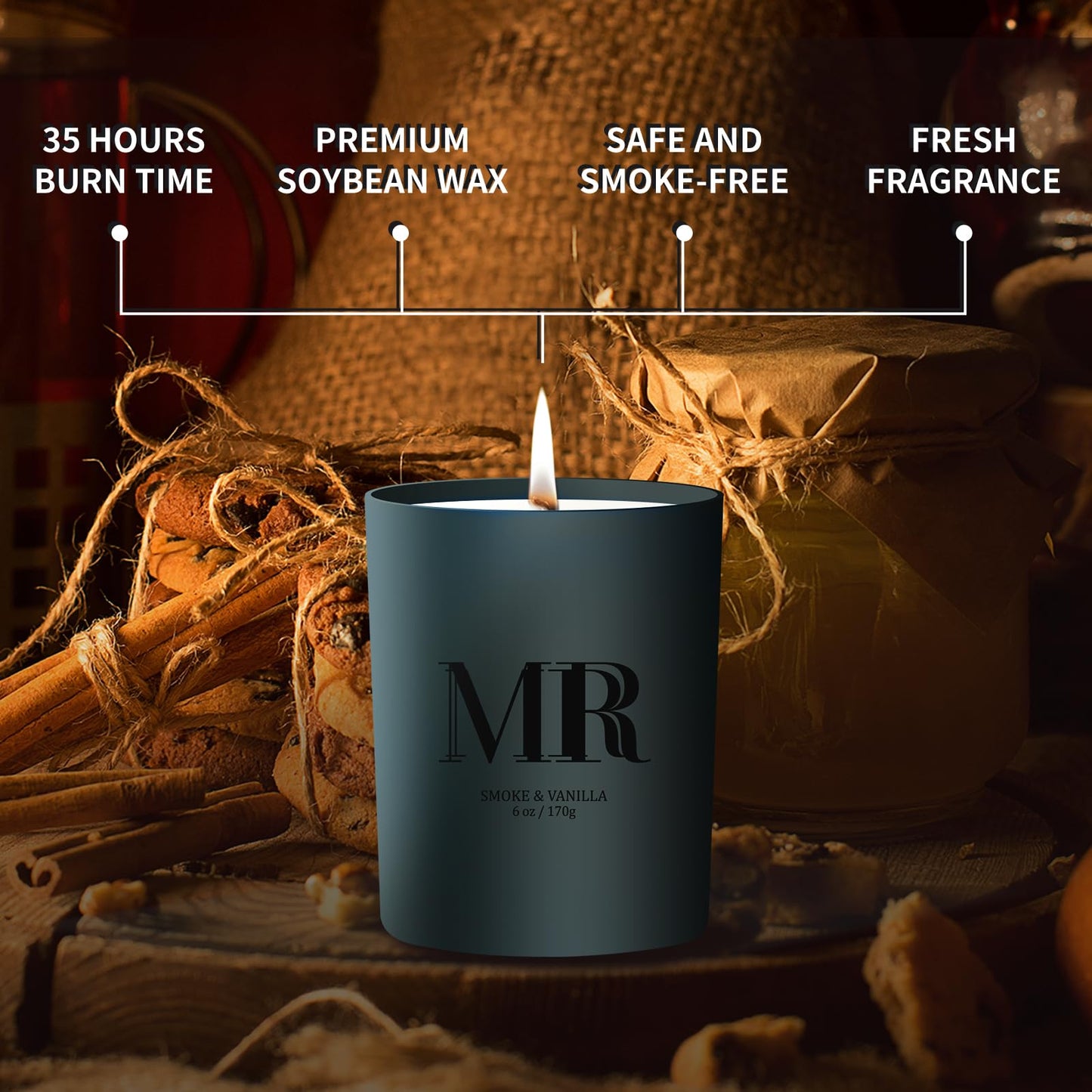 Scented Candle Gifts Set for Men – Smoke & Vanilla | Dad, Husband, Boyfriend