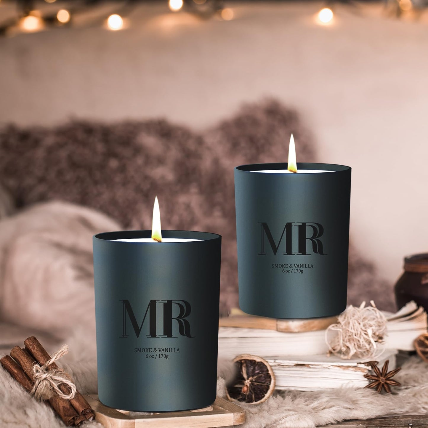 Scented Candle Gifts Set for Men – Smoke & Vanilla | Dad, Husband, Boyfriend