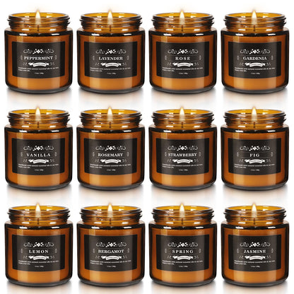 Scented Candle Set 12 Pack – Long-Lasting Soy Wax Candles for Home, Stress Relief & Gift Set