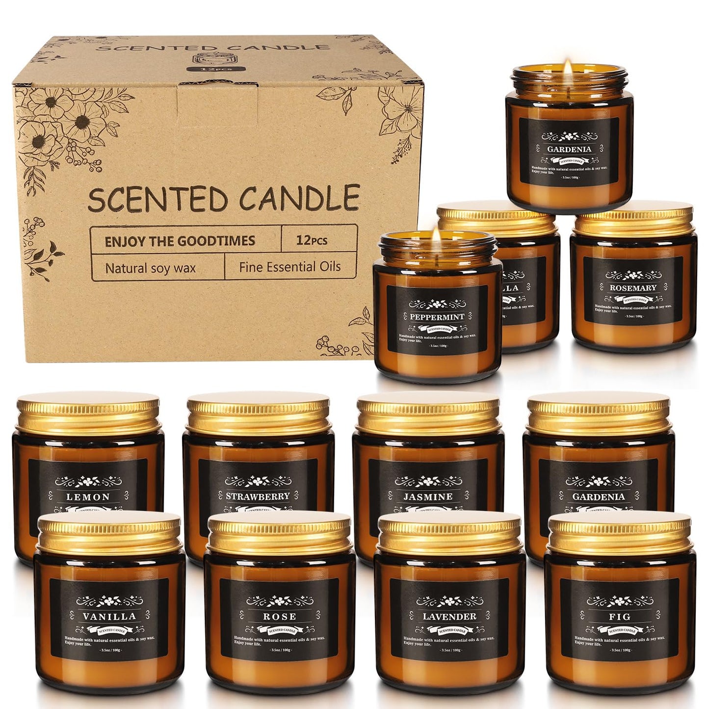 Scented Candle Set 12 Pack – Long-Lasting Soy Wax Candles for Home, Stress Relief & Gift Set