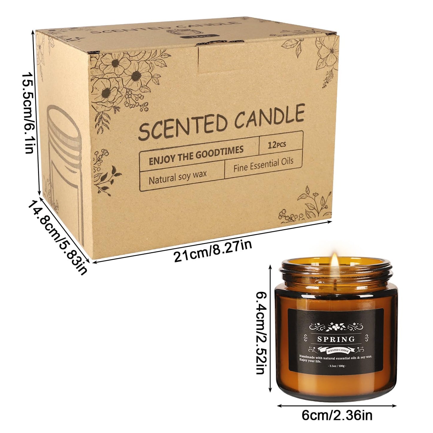 Scented Candle Set 12 Pack – Long-Lasting Soy Wax Candles for Home, Stress Relief & Gift Set
