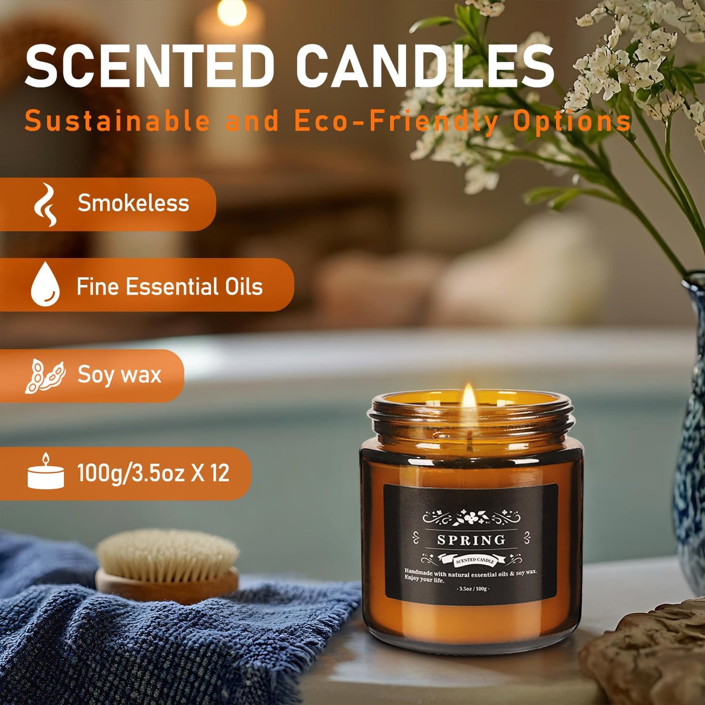 Scented Candle Set 12 Pack – Long-Lasting Soy Wax Candles for Home, Stress Relief & Gift Set
