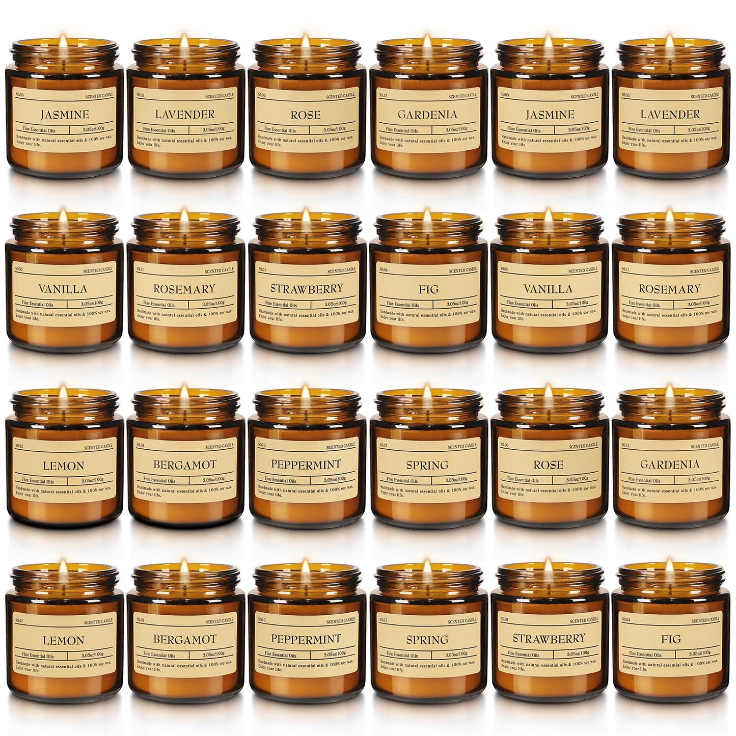 24-Pack Scented Candle Set – Soy Wax, Odor Elimination, Stress Relief Gift