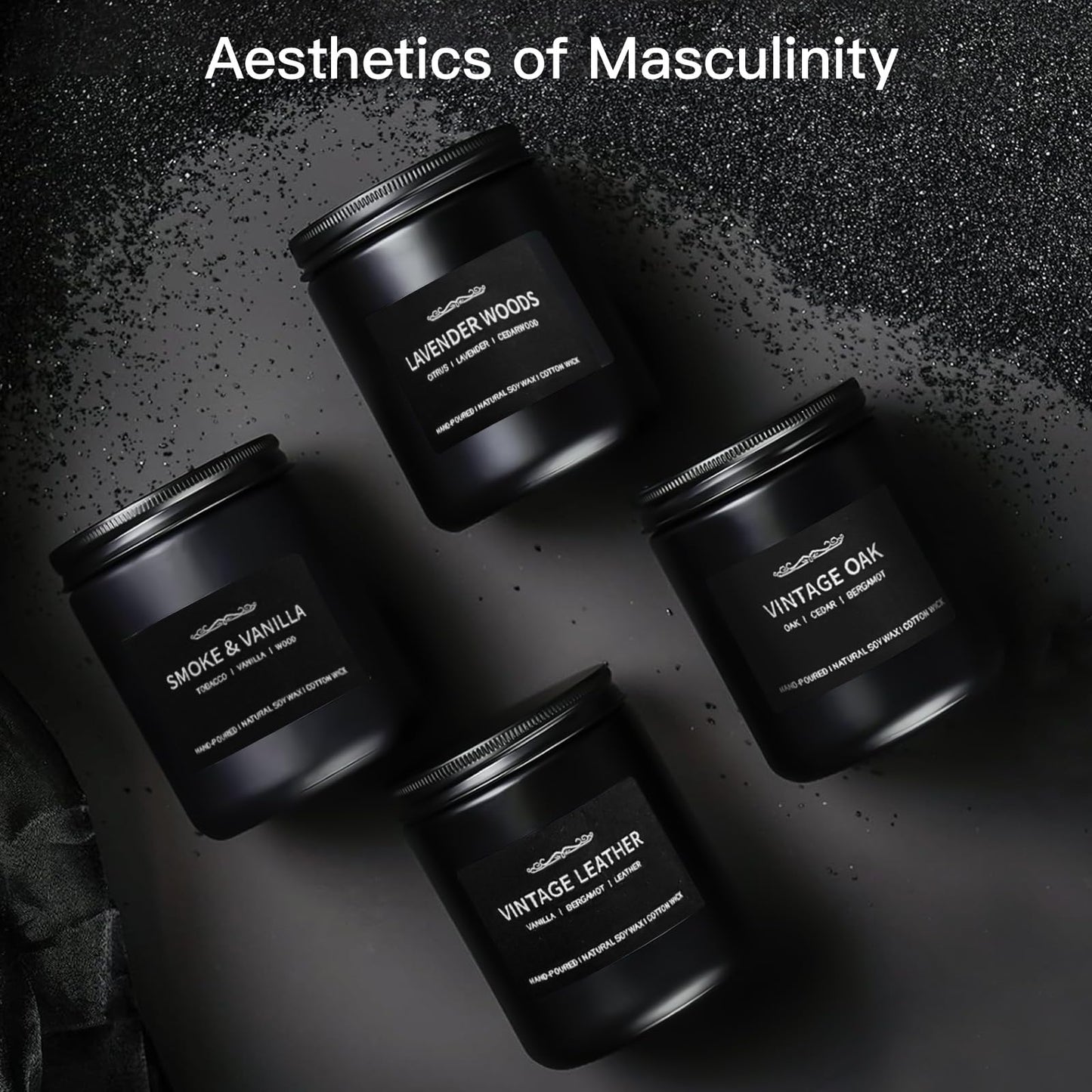 Scented Candle Set for Men - 28 oz, 200 Hour Burn, 4 Pack Soy Candles