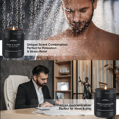 Scented Candle Set for Men - 28 oz, 200 Hour Burn, 4 Pack Soy Candles