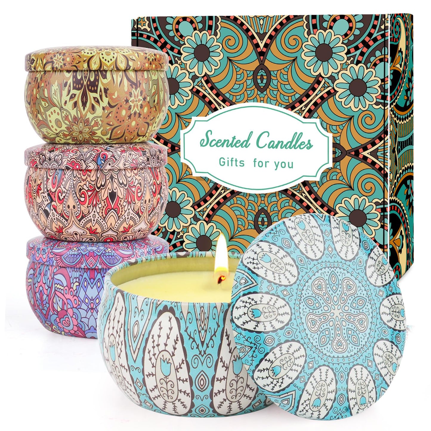Scented Candles Gifts for Women 4 Pack – Aromatherapy Soy Wax, Up to 90 Hours
