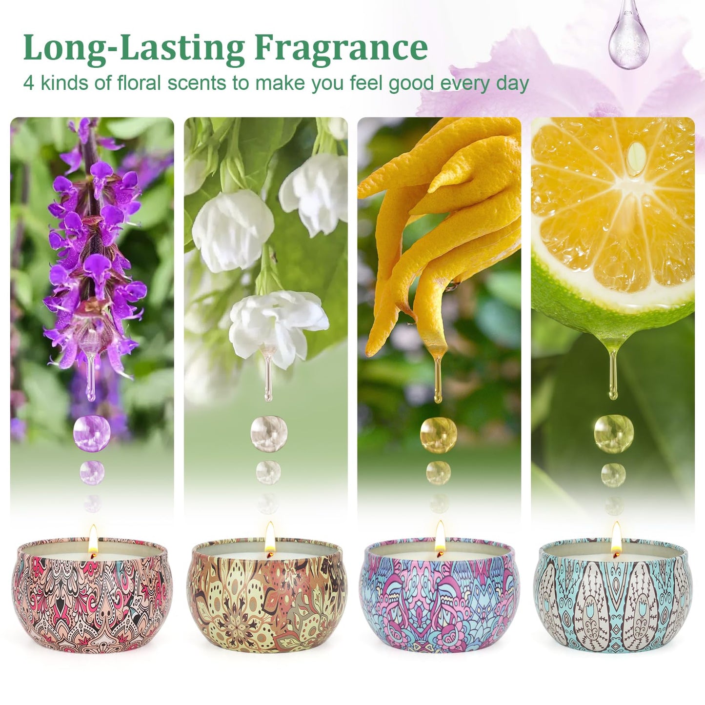 Scented Candles Gifts for Women 4 Pack – Aromatherapy Soy Wax, Up to 90 Hours