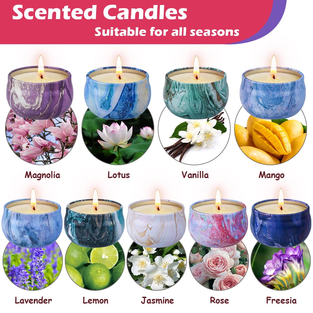 Scented Candles Gifts Set for Women - 9 Pack Soy Wax with Essential Oils