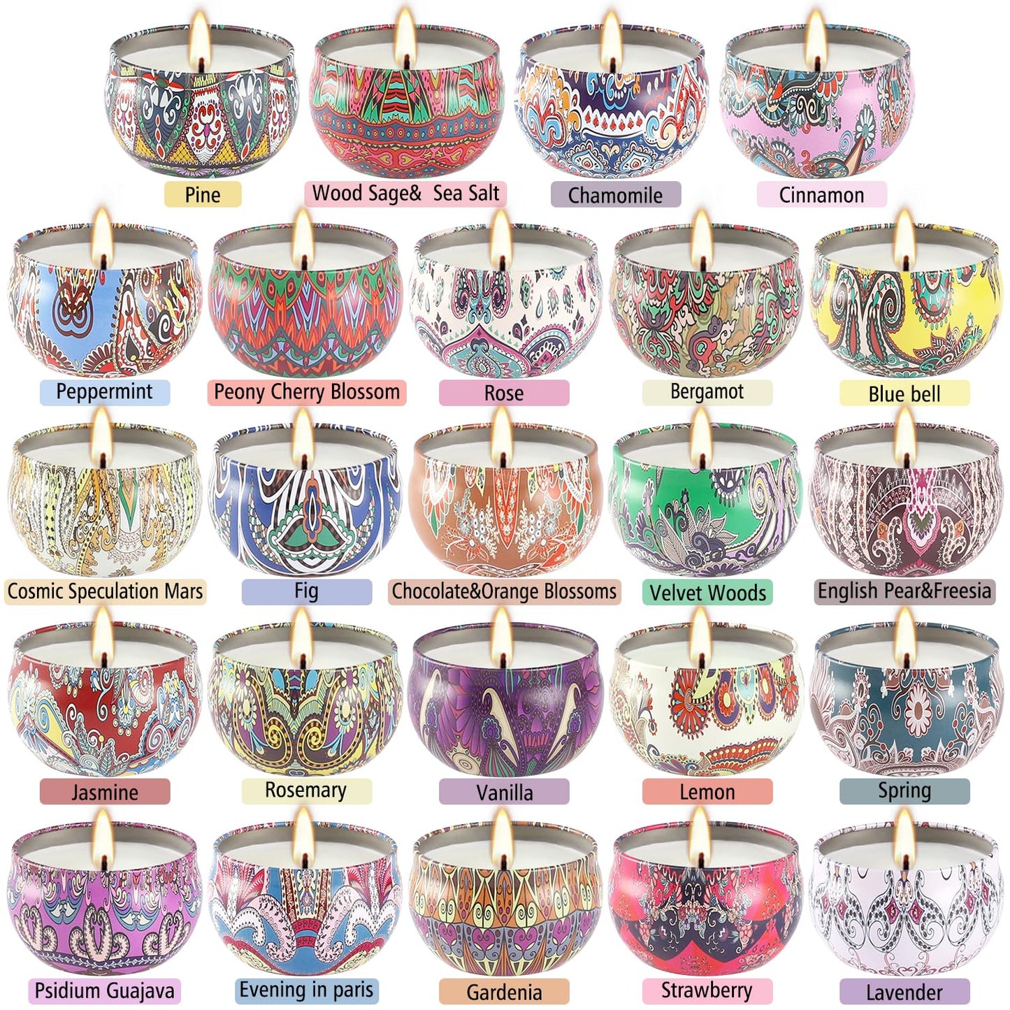 Scented Candles Gift Set – 24-Pack, 2.5 oz Soy Wax Aromatherapy