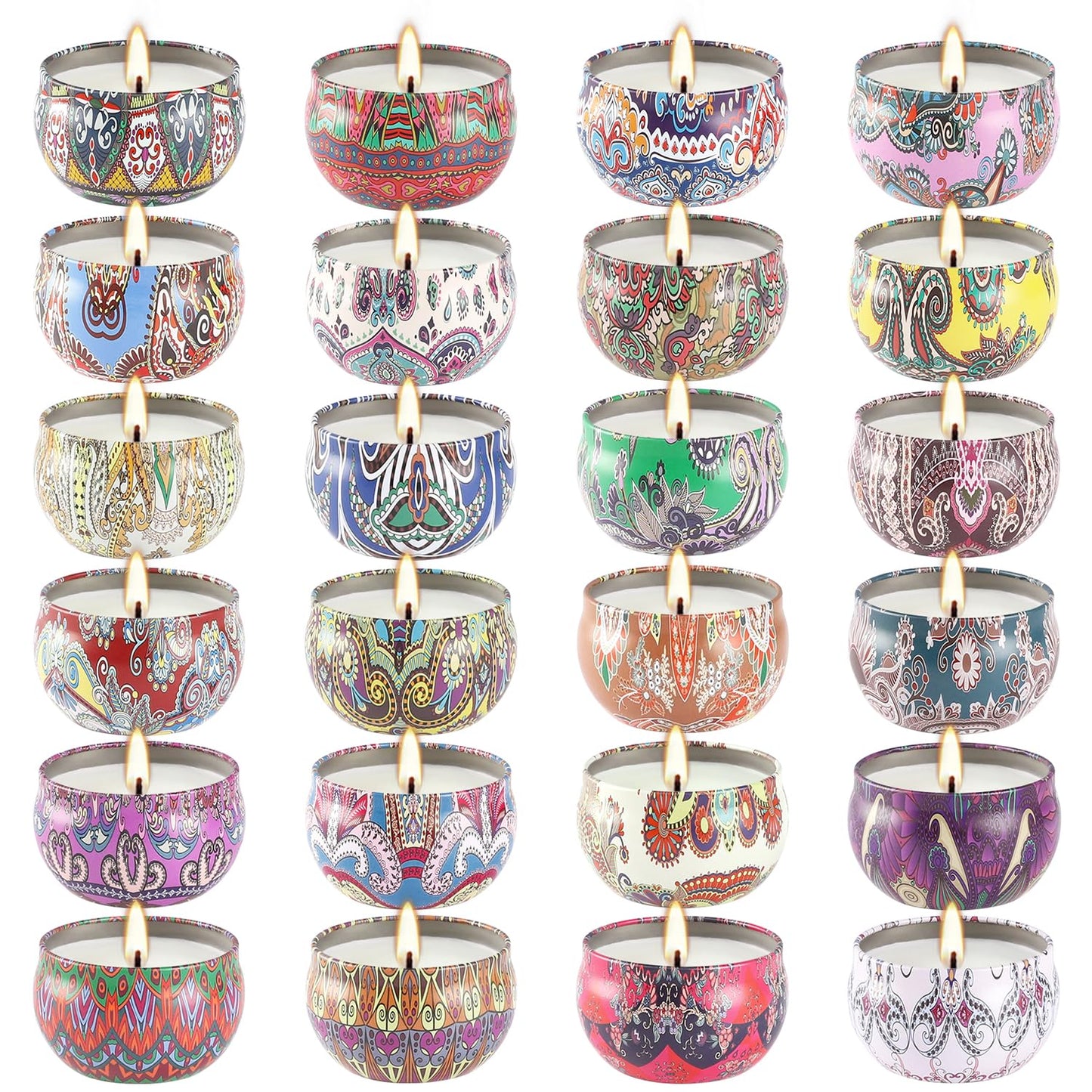 Scented Candles Gift Set – 24-Pack, 2.5 oz Soy Wax Aromatherapy