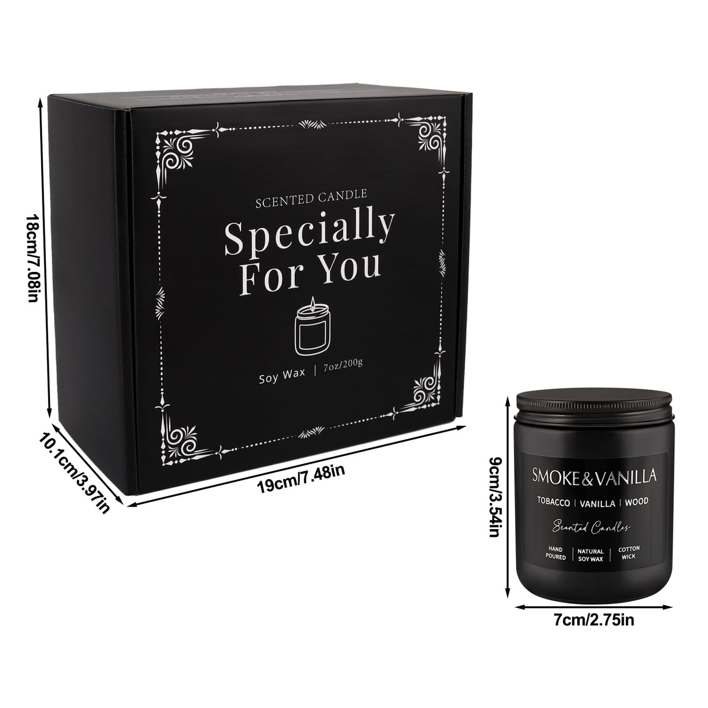 Scented Candles Gift Set - 4 Pack (7oz Each) Soy Wax Aromatherapy Candles | Leather & Smoke, Vanilla Oakmoss, Lavender