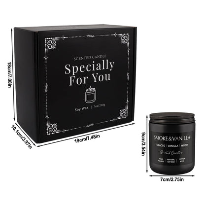 Scented Candles Gift Set - 4 Pack (7oz Each) Soy Wax Aromatherapy Candles | Leather & Smoke, Vanilla Oakmoss, Lavender