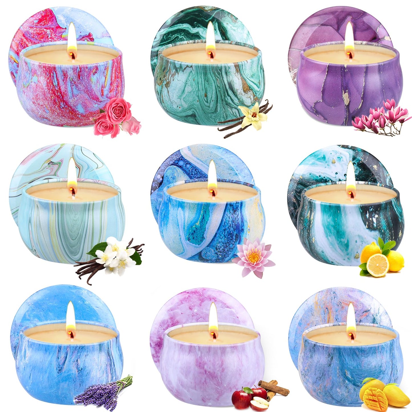 Scented Candles Gift Set - 9 Pack | Natural Soy Wax Aromatherapy Candles for Home & Gifts