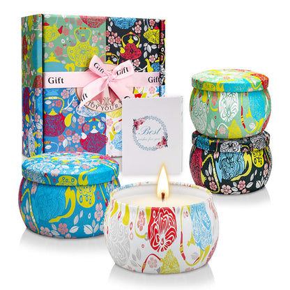 Scented Candles Gift Sets – Soy Wax Travel Tin Candles 4 Pack