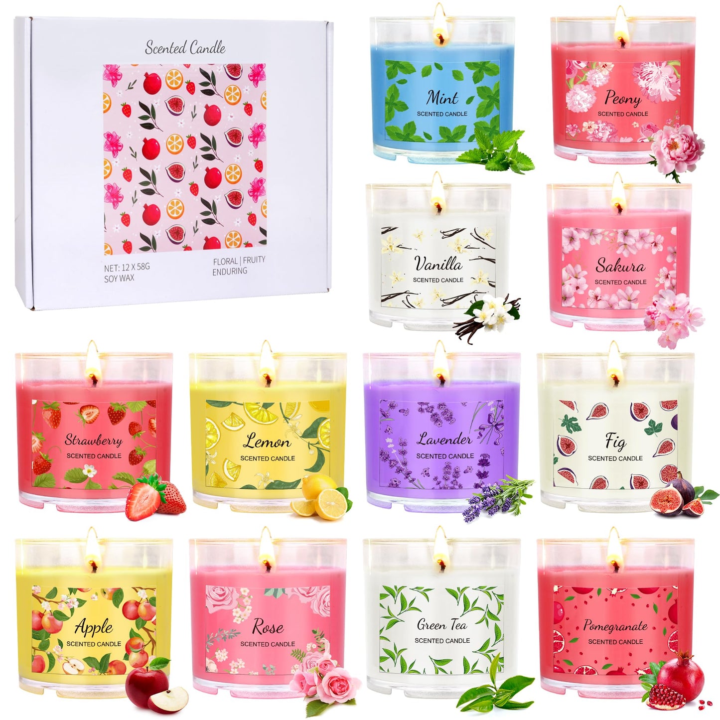 Scented Candles for Home - 12 Pack Soy Candles Gift Set for Women | Mother's Day & Holidays