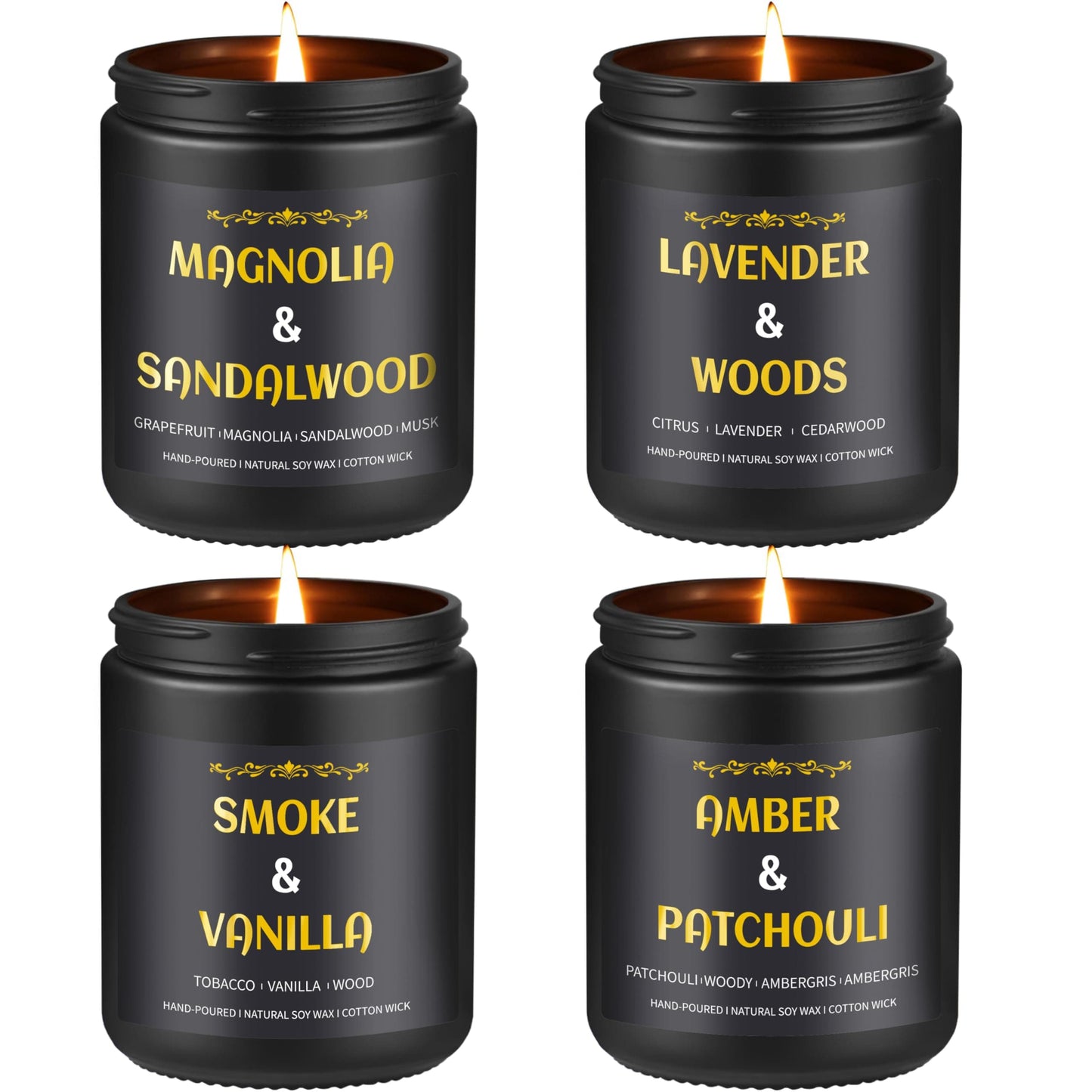 Men's Scented Candles - 4 Pack Gift Set (28oz) | Soy Wax Aromatherapy