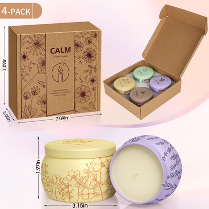 Scented Candles for Mom – 4 Pack Soy Candles (Lavender, Vanilla, Rose & Sandalwood, Jasmine) 17.6oz