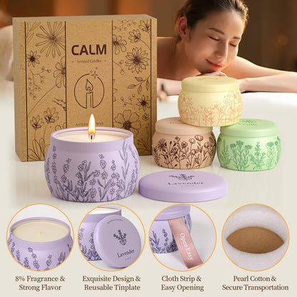 Scented Candles for Mom – 4 Pack Soy Candles (Lavender, Vanilla, Rose & Sandalwood, Jasmine) 17.6oz