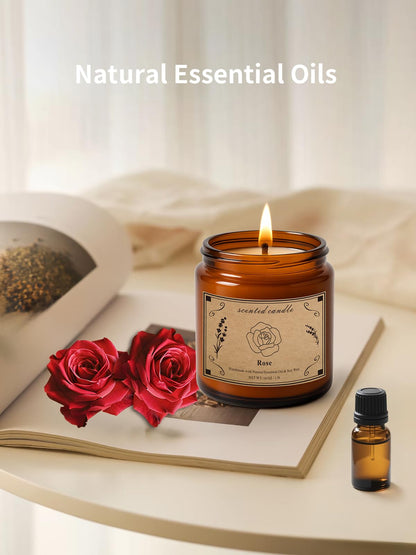 Scented Candles Gift – 16oz Rose Soy Wax Candle, 100 Hour Burn