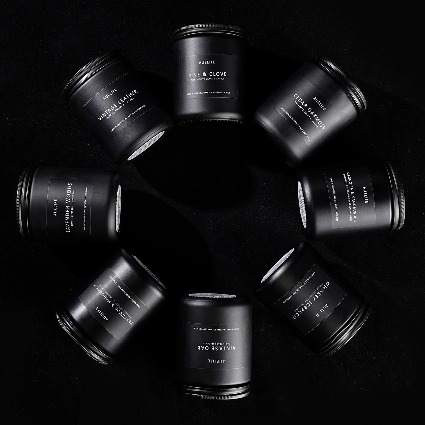 4 Pack Scented Candles Set for Men | Leather, Oak, Smoke & Vanilla