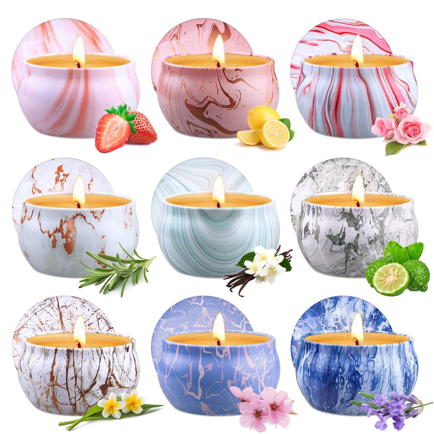 Scented Candles Gift Set for Women – 9 Scents, 2.5oz Soy Wax, Long-Lasting Aromatherapy