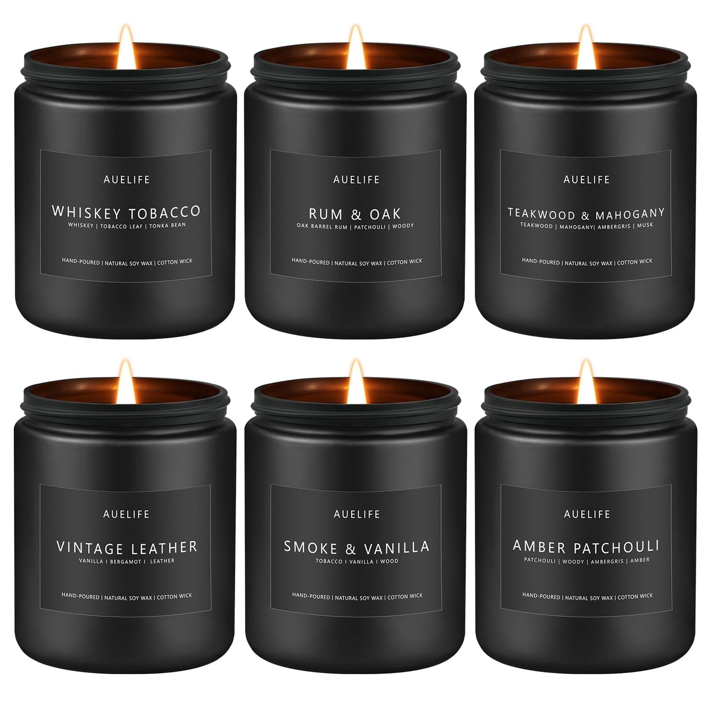 Scented Candles Set for Men – 6-Pack Masculine Soy Candles | Aromatherapy Gift