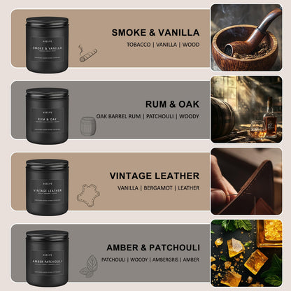Men's Scented Candles Set — 4-Pack Soy Candles for Home, Gifts for Dad | Father's Day