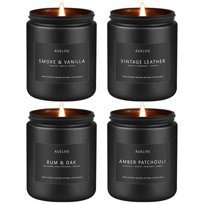 Men's Scented Candles Set — 4-Pack Soy Candles for Home, Gifts for Dad | Father's Day