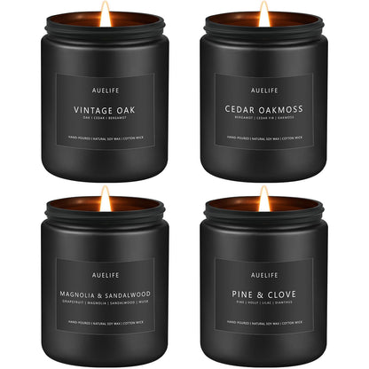 Scented Candles Set for Men – 4-Pack Soy Candles Gift