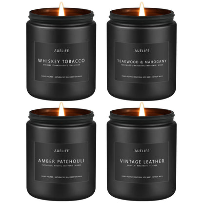 Scented Candles Set for Men – 4-Pack Masculine Soy Candles, Gifts for Dad