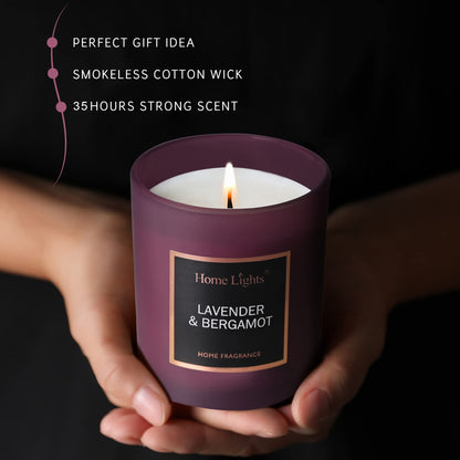 Scented Soy Candles – Lavender & Bergamot, 35h Burn Time | Natural Wax