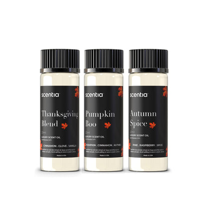Scentia Fall Essential Oils Set – Autumn Spice, Thanksgiving Blend & Pumpkin Boo (20ml) for Diffuser, Candles & DIY | Perfect Fall Gift