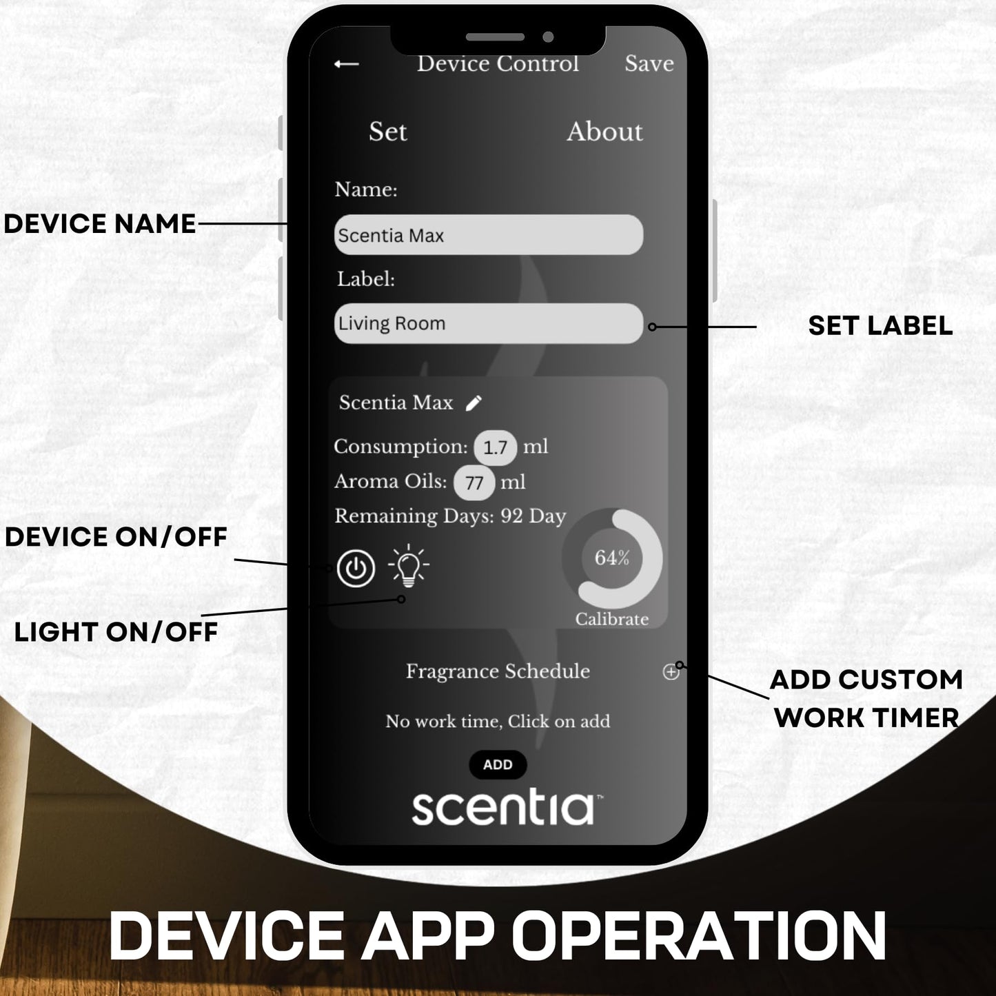 Scentia Max Diffuser – Wireless Waterless Diffuser with App Control | Covers 1500 Sq Ft | Gold